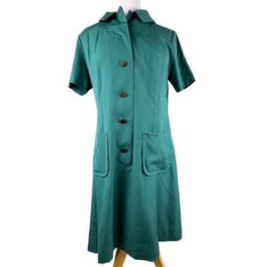 Vintage 1960s Official Girl Scout Leader Uniform Dress Green A-Line